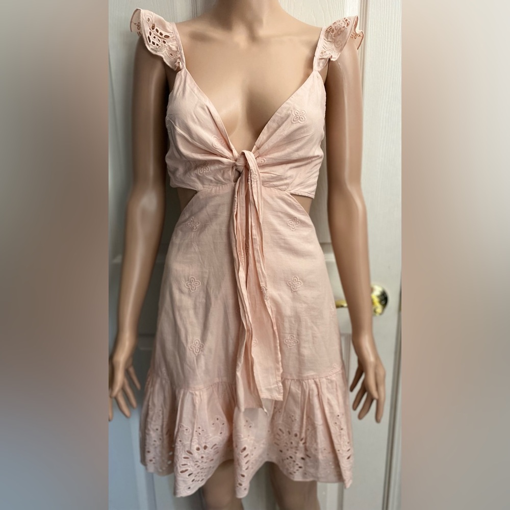 Express Light Pink Ruffle Mini Dress - Picture 3 of 8